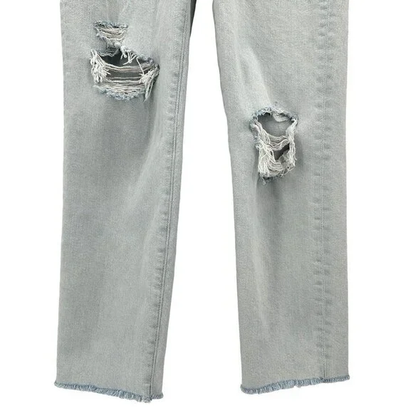 Madewell The Momjean Ripped Raw Hem High Rise Light Denim Mom Jeans Womens 25 - Picture 3 of 9